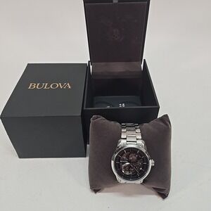 Bulova Sutton Automatic Skeleton Dial Stainless Steel Men's Watch 96A208
